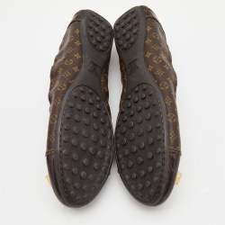Louis Vuitton Brown Monogram Canvas and Leather Cap Toe Dice Ballet Flats Size 39