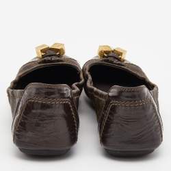 Louis Vuitton Brown Monogram Canvas and Leather Cap Toe Dice Ballet Flats Size 39