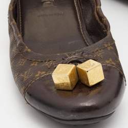 Louis Vuitton Brown Monogram Canvas and Leather Cap Toe Dice Ballet Flats Size 39