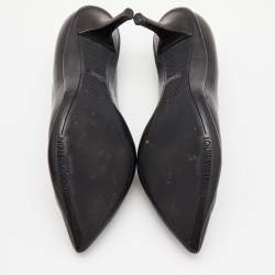 Pre Owned Louis Vuitton Black Leather Logo Pointed Toe Pumps Size 38