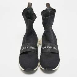 Pre Owned Louis Vuitton Black Knit Fabric Sock High Top Sneakers Size 38