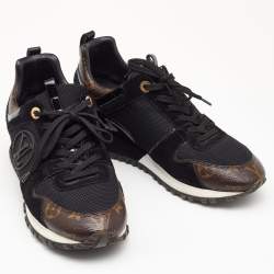 Louis Vuitton Black/Brown Monogram Canvas, Mesh and Suede Run Away Low Top Sneakers Size 38.5