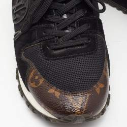 Louis Vuitton Black/Brown Monogram Canvas, Mesh and Suede Run Away Low Top Sneakers Size 38.5