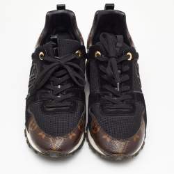 Louis Vuitton Black/Brown Monogram Canvas, Mesh and Suede Run Away Low Top Sneakers Size 38.5