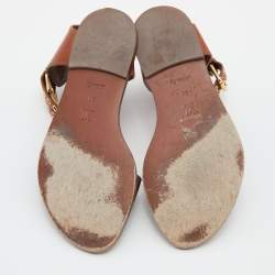 Pre Owned Louis Vuitton Brown Monogram Canvas and Leather Passenger Flat Sandals Size 38