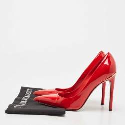 Pre Owned Louis Vuitton Red Patent Leather Eyeline Pointed Toe Pumps Size 37