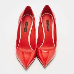 Pre Owned Louis Vuitton Red Patent Leather Eyeline Pointed Toe Pumps Size 37