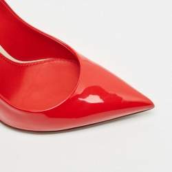 Pre Owned Louis Vuitton Red Patent Leather Eyeline Pointed Toe Pumps Size 37