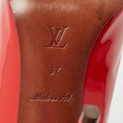 Pre Owned Louis Vuitton Red Patent Leather Eyeline Pointed Toe Pumps Size 37