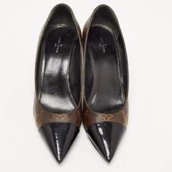 مملوكة مسبقًا Louis Vuitton Black/Brown Monogram Canvas and Patent Leather Fetish Pumps Size 40