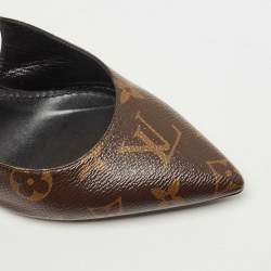 Pre Owned Louis Vuitton Brown Monogram Canvas Chérie Slingback  Pumps Size 37.5