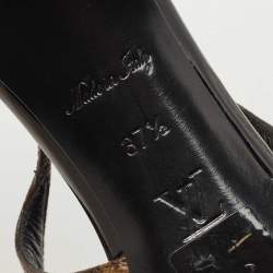 Pre Owned Louis Vuitton Brown Monogram Canvas Chérie Slingback  Pumps Size 37.5