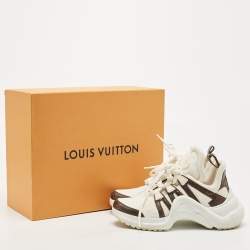 Pre Owned Louis Vuitton White/Brown Monogram Nylon, Leather Archlight  Sneakers Size 38