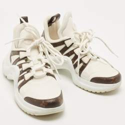 Pre Owned Louis Vuitton White/Brown Monogram Nylon, Leather Archlight  Sneakers Size 38