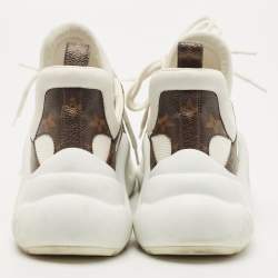 Pre Owned Louis Vuitton White/Brown Monogram Nylon, Leather Archlight  Sneakers Size 38