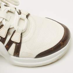 Pre Owned Louis Vuitton White/Brown Monogram Nylon, Leather Archlight  Sneakers Size 38