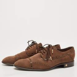 Louis Vuitton Brown Suede Lace Up Brogue Derby Size 38
