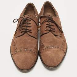 Louis Vuitton Brown Suede Lace Up Brogue Derby Size 38