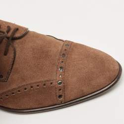 Louis Vuitton Brown Suede Lace Up Brogue Derby Size 38
