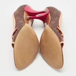 مملوكة مسبقًا Louis Vuitton Brown Monogram Canvas and Leather Peep Toe Pumps Size 37