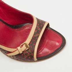مملوكة مسبقًا Louis Vuitton Brown Monogram Canvas and Leather Peep Toe Pumps Size 37