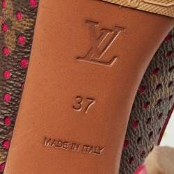 مملوكة مسبقًا Louis Vuitton Brown Monogram Canvas and Leather Peep Toe Pumps Size 37