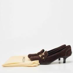 مملوكة مسبقًا Louis Vuitton Brown Suede Leather Loafer Pumps Size 36