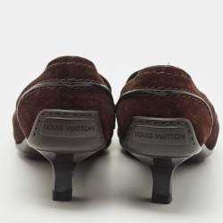 مملوكة مسبقًا Louis Vuitton Brown Suede Leather Loafer Pumps Size 36