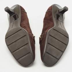 مملوكة مسبقًا Louis Vuitton Brown Suede Leather Loafer Pumps Size 36