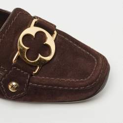مملوكة مسبقًا Louis Vuitton Brown Suede Leather Loafer Pumps Size 36