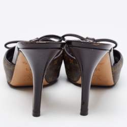 Pre Owned Louis Vuitton Brown Monogram Canvas Malibu Slides Size 36.5