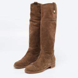 مملوكة مسبقًا Louis Vuitton Brown Suede Knee Length Boots Size 38