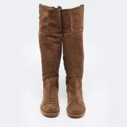 مملوكة مسبقًا Louis Vuitton Brown Suede Knee Length Boots Size 38