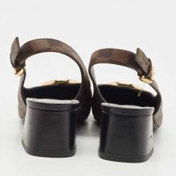 Pre Owned Louis Vuitton Brown Damier Canvas Madeleine Slingback Pumps Size 39.5