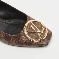 Pre Owned Louis Vuitton Brown Damier Canvas Madeleine Slingback Pumps Size 39.5