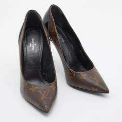 Pre Owned Louis Vuitton Brown Monogram Canvas and Patent Leather Cherie Pumps Size 36