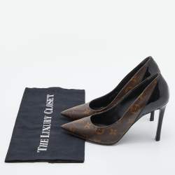 Pre Owned Louis Vuitton Brown Monogram Canvas and Patent Leather Cherie Pumps Size 36