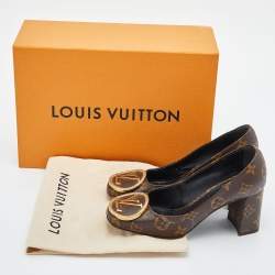 Louis Vuitton Monogram Canvas Madeleine Block Heel Pumps Size 36
