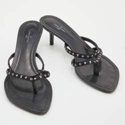 Louis Vuitton Black Monogram Satin Citizen Thong Sandals Size 37
