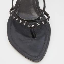 Louis Vuitton Black Monogram Satin Citizen Thong Sandals Size 37