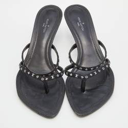 Louis Vuitton Black Monogram Satin Citizen Thong Sandals Size 37