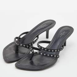 Louis Vuitton Black Monogram Satin Citizen Thong Sandals Size 37
