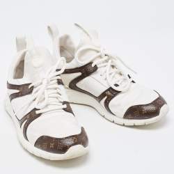 Louis Vuitton White Mesh and Monogram Canvas Aftergame Sneakers Size 38