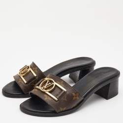 Louis Vuitton Brown Monogram Canvas Lock It Sandals Size 37