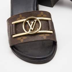 Louis Vuitton Brown Monogram Canvas Lock It Sandals Size 37