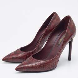 Louis Vuitton Burgundy Python Leather Slip On  Pumps Size 34.5