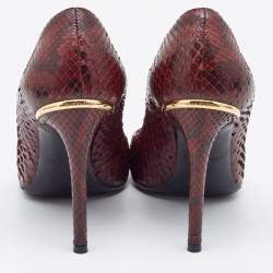 Louis Vuitton Burgundy Python Leather Slip On  Pumps Size 34.5