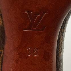 Pre Owned Louis Vuitton Brown/Gold Leather Bloom Ankle Strap Sandals Size 36