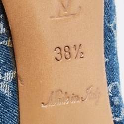 مملوكة مسبقًا Louis Vuitton Navy Blue Denim and Leather Pumps Size 38.5