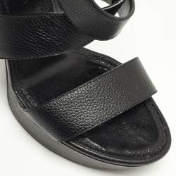 Pre Owned Louis Vuitton Black Leather Ankle Strap Sandals Size 39